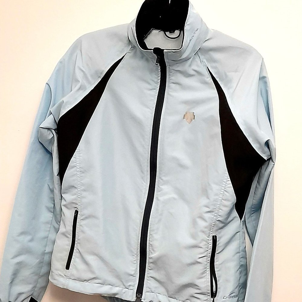 Vintage Descente Chinook Women's Large Full Zip Windbreaker Jacket Blue Vented